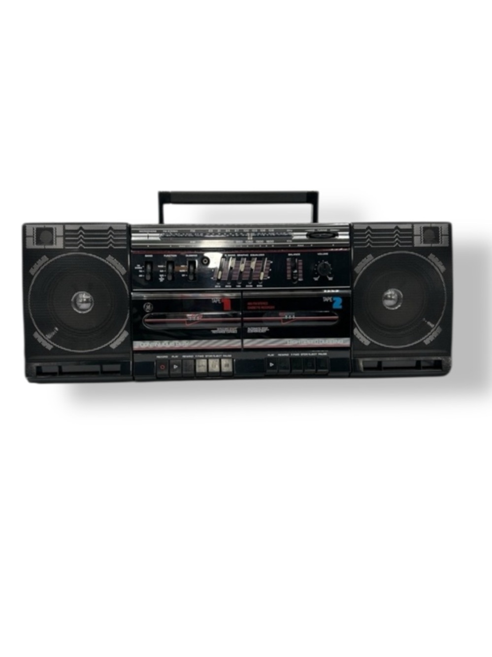 GE Cassette Tape Player Boombox Radio Ghetto Blaster Detachable Speakers